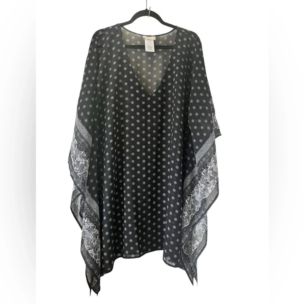 Michael Kors‎ Black and White Floral Semi-Sheer Top tunic.Sz M/L